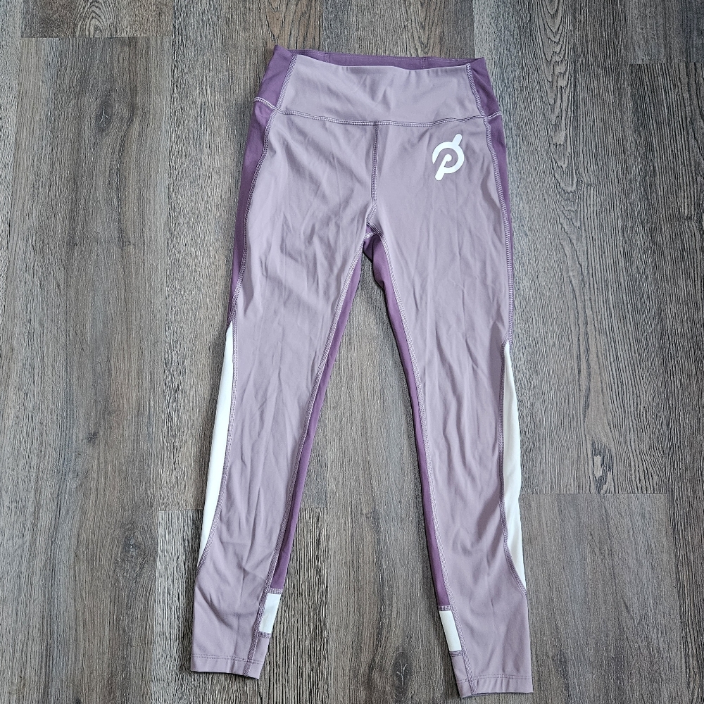 Peloton Leggings Womens Small Purple White High Rise Cycling Yoga Active Pants